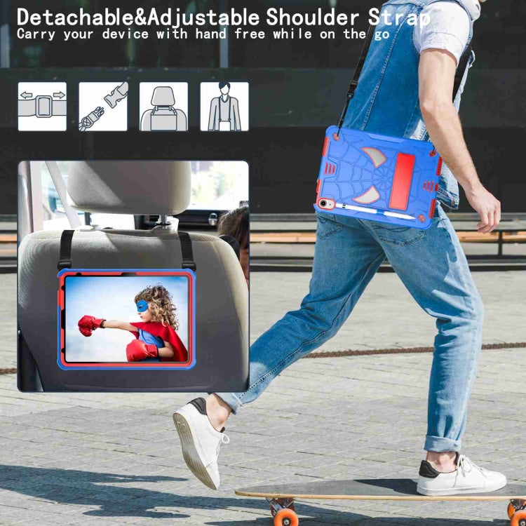 Spider Texture Silicone Hybrid PC Tablet Case with Shoulder Strap, For iPad 10th Gen 10.9 2022, For iPad Pro 11 2021 / Air 5 10.9