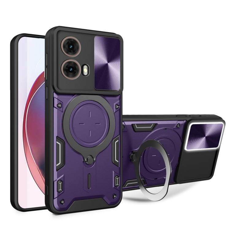CD Texture Sliding Camshield Magnetic Holder Phone Case, For Motorola Edge 50 Neo, For Motorola Moto G85, For Motorola Edge 50 Pro Global, For Motorola Moto G24 Power
