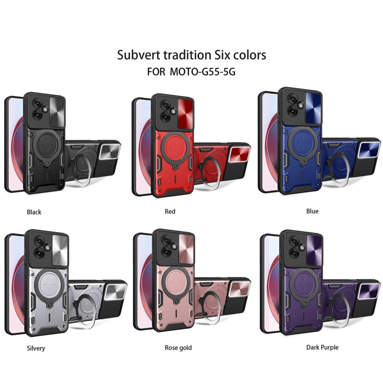 CD Texture Sliding Camshield Magnetic Holder Phone Case, For Motorola Edge 50 Neo, For Motorola Moto G85, For Motorola Edge 50 Pro Global, For Motorola Moto G24 Power