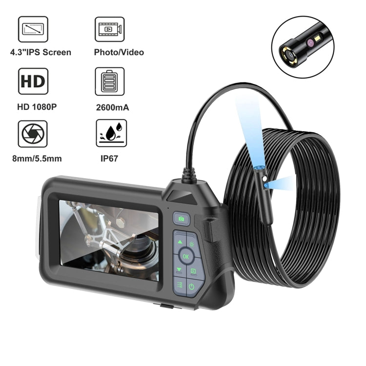 M60 4.3 inch Dual Camera with Screen Endoscope, 1m, 2m, 5m, 10m