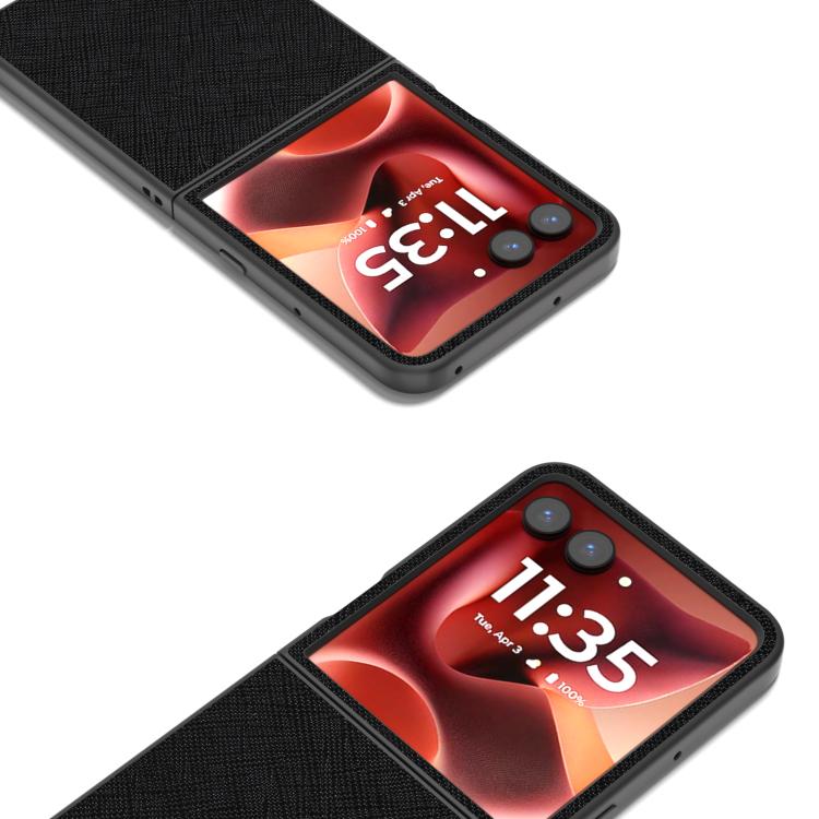 ABEEL Cross Texture Genuine Leather Phone Case, For Motorola Razr 60 Ultra/Razr 70 Ultra, For Motorola Razr 40, For Motorola Razr 40 Ultra