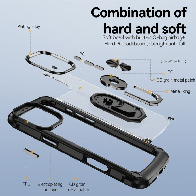 TPU + PC Objektivschutz-Handyhülle mit Ringhalter, für iPhone 16 Pro Max, für iPhone 16 Pro, für iPhone 16 Plus, für iPhone 16