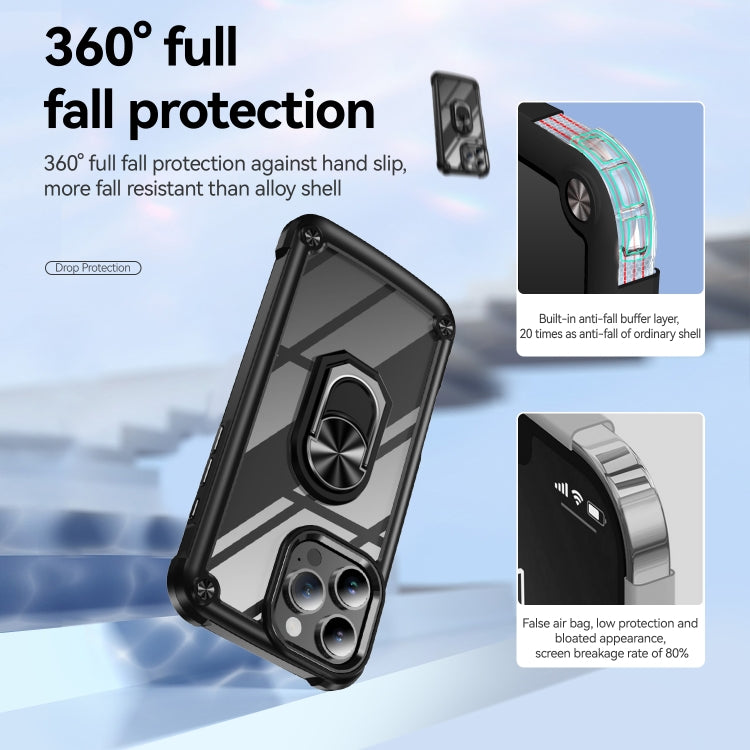 TPU + PC Objektivschutz-Handyhülle mit Ringhalter, für iPhone 16 Pro Max, für iPhone 16 Pro, für iPhone 16 Plus, für iPhone 16