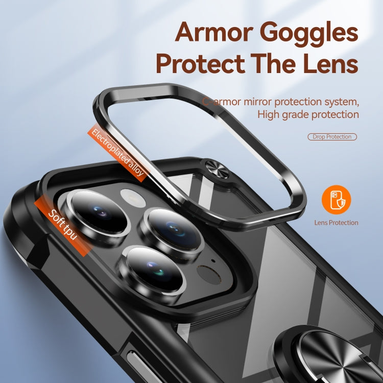TPU + PC Objektivschutz-Handyhülle mit Ringhalter, für iPhone 16 Pro Max, für iPhone 16 Pro, für iPhone 16 Plus, für iPhone 16