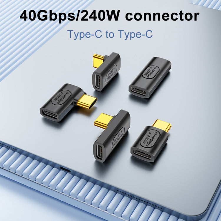 40Gbps 240W USB-C / Type-C Female to USB-C / Type-C Male Middle Bend Adapter(Black)