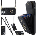 Rhombic Texture Card Bag Phone Case with Long Lanyard, For iPhone 14 Pro Max, For iPhone 13 Pro Max, For iPhone 13 Pro
