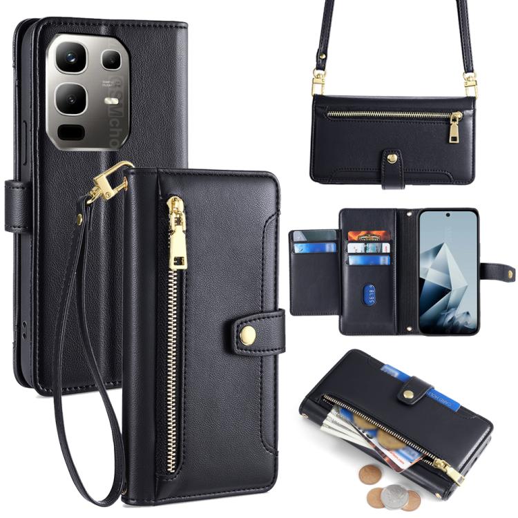 Sheep Texture Cross-body Zipper Wallet Leather Phone Case, For Infinix Note 50x 5G, For Infinix Note 50 Pro+ 5G, For Infinix Note 50 4G, For Infinix Hot 50i 4G