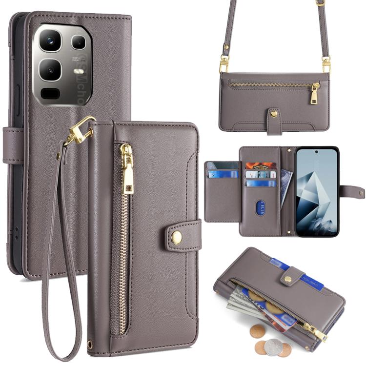 Sheep Texture Cross-body Zipper Wallet Leather Phone Case, For Infinix Note 50x 5G, For Infinix Note 50 Pro+ 5G, For Infinix Note 50 4G, For Infinix Hot 50i 4G
