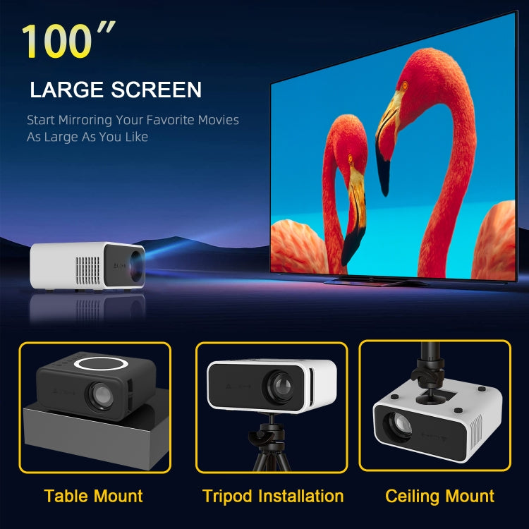 T300S 320x240 24ANSI Lumens Mini LCD Projector Supports Wired & Wireless Same Screen, US Plug, EU Plug, UK Plug, AU Plug