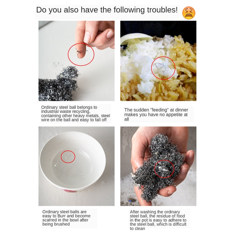 Stainless Steel Pot Scrubber Round Kitchen Cleaning Brush Heavy Duty Cookware Cleaner