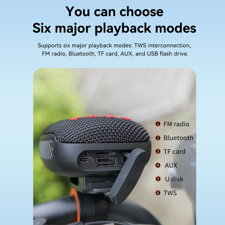 T&G TG-392 Outdoor Bicycle TWS Wireless Bluetooth IPX5 Waterproof Speaker(Red)