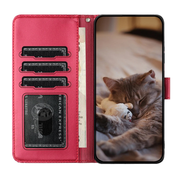 Cat Embossing Pattern Leather Phone Case with Lanyard, For iPhone 15, For iPhone 14 Plus, For iPhone 14, For iPhone 14 Pro