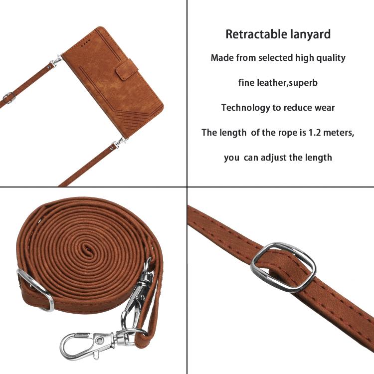 Skin Feel Stripe Pattern Leather Phone Case with Lanyard, For Infinix Hot 70 5G, For Infinix Note Edge 5G, For Infinix Smart 20 4G, For Infinix Note 60 / 60 Pro 5G