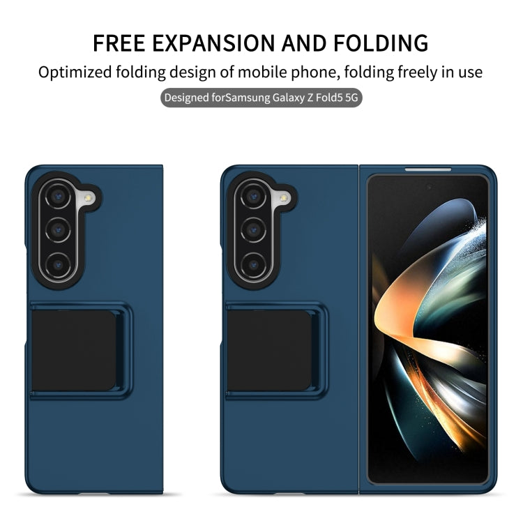 For Samsung Galaxy Z Fold5 Three-dimensional Folding Holder PC Phone Case(Blue)