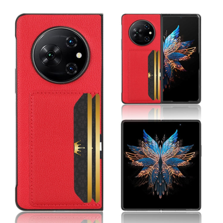 Litchi Texture Card Slots Back Cover Phone Case, For Tecno Phantom V Flip2, For Tecno Phantom V Fold2, For Tecno Phantom V Fold