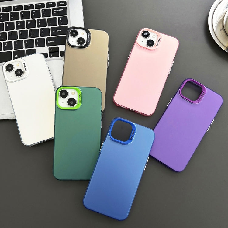 For iPhone 12 Semi Transparent Frosted PC Phone Case(Blue)