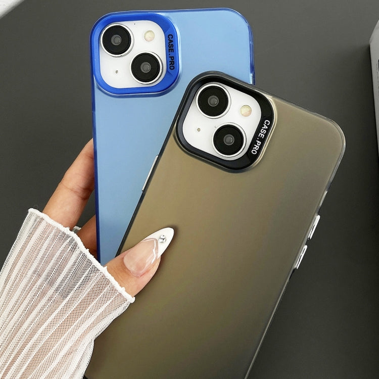 For iPhone 12 Semi Transparent Frosted PC Phone Case(Blue)