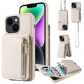 Crossbody Lanyard Zipper Wallet Leather Phone Case, For iPhone 14 Plus, For iPhone 14, For iPhone 14 Pro, For iPhone 14 Pro Max