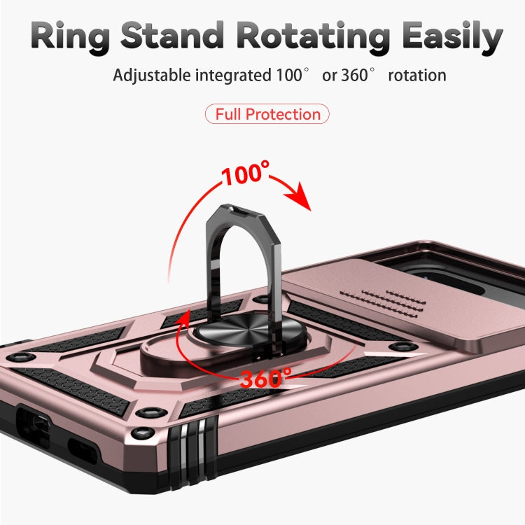 For Google Pixel 7a Sliding Camshield Holder Phone Case(Rose Gold)