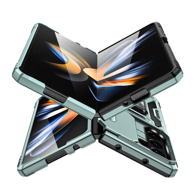 For Samsung Galaxy Z Fold5 5G Armor PC  TPU Camera Shield Phone Case(Alpine Green)