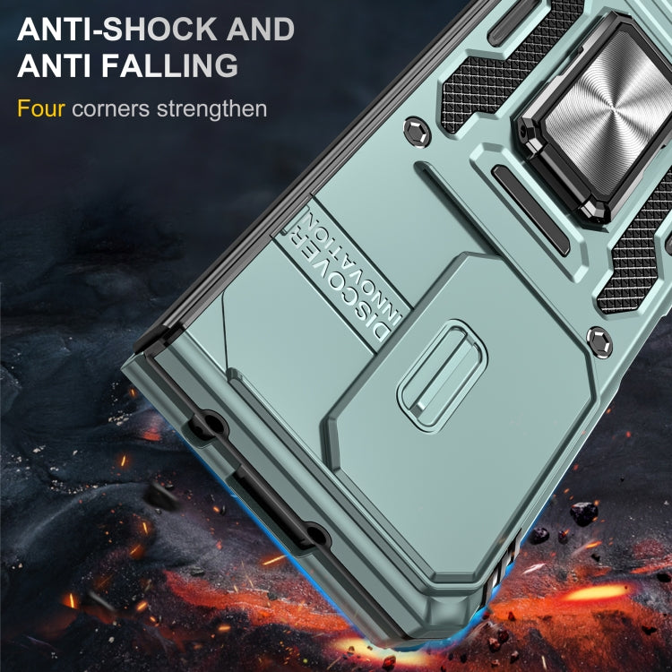 For Samsung Galaxy Z Fold5 5G Armor PC  TPU Camera Shield Phone Case(Alpine Green)