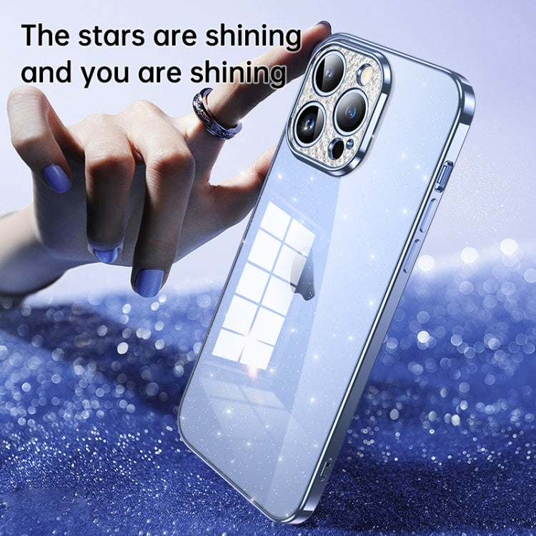 For iPhone 14 SULADA Electroplated Transparent Glittery TPU Phone Case(Purple)