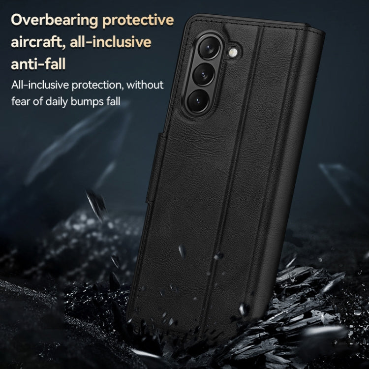 For Samsung Galaxy Z Fold5 SULADA All-inclusive Magnetic Snap Flip Leather Phone Case(Black)