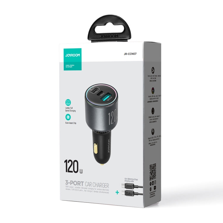 JOYROOM JR-CCN07 120W Dual PD+QC3.0 3-Port Kfz-Ladegerät (Dunkelgrau)
