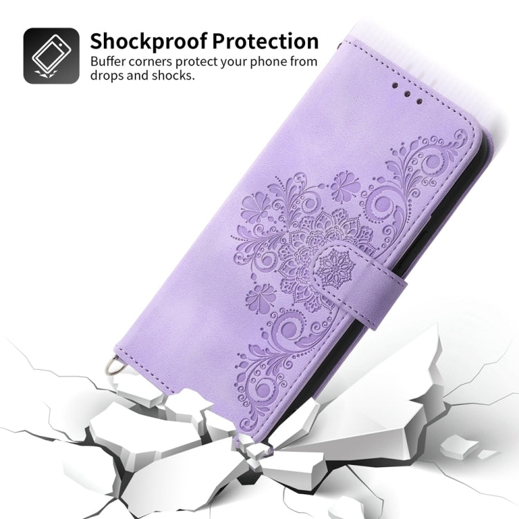 For OnePlus Ace 3V Skin-feel Flowers Embossed Wallet Leather Phone Case(Purple)