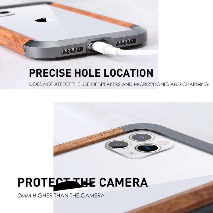 R-JUST Metal + Wood Frame Protective Case, For iPhone 11, For iPhone 11 Pro, For iPhone 11 Pro Max, For iPhone X / XS, For iPhone XS Max, For iPhone XR