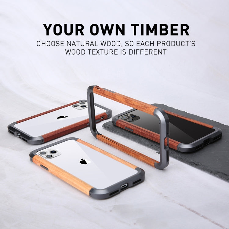 R-JUST Metal + Wood Frame Protective Case, For iPhone 11, For iPhone 11 Pro, For iPhone 11 Pro Max, For iPhone X / XS, For iPhone XS Max, For iPhone XR