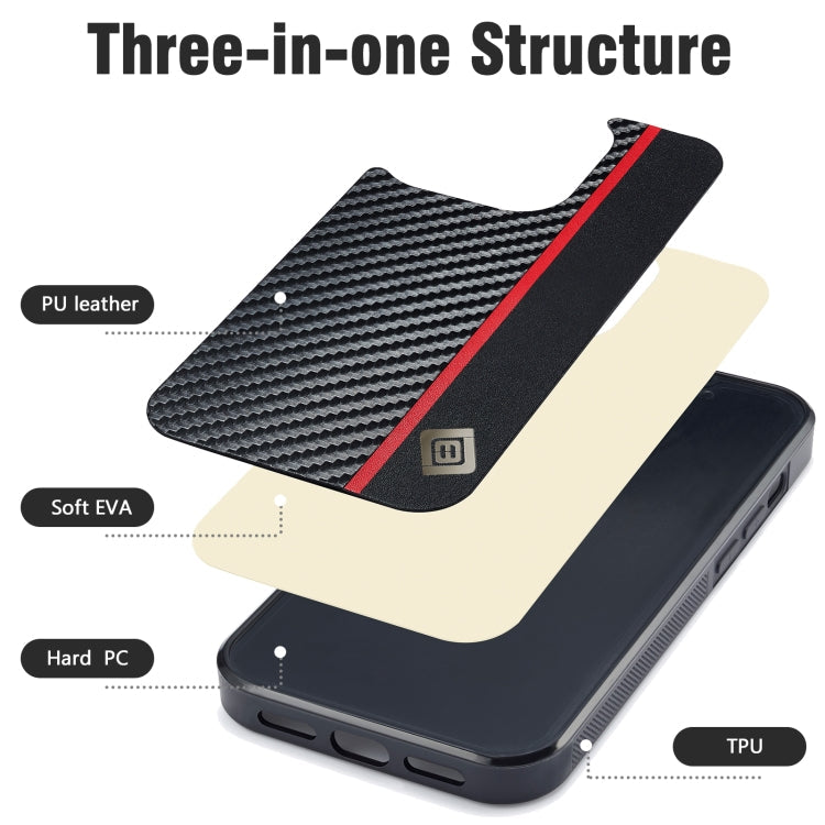 For iPhone 12 mini LC.IMEEKE 3 in 1 Carbon Fiber Texture Shockproof Phone Case(Black)
