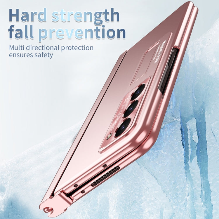 Electroplating Corrugated Hinge Folding Phone Case with Pen Slot, For Samsung Galaxy Z Fold5