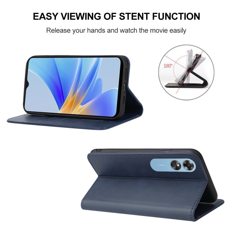 For OPPO A17 / A17K Magnetic Closure Leather Phone Case(Blue)