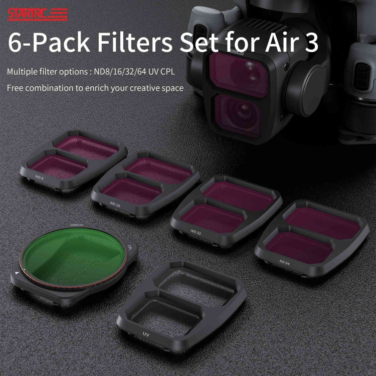 STARTRC Drohnen-Objektivfilter, für DJI Air 3 6-in-1 ND8/16/32/64 UV CPL
