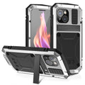 For iPhone 15 Plus R-JUST Shockproof Life Waterproof Dust-proof Metal + Silicone Phone Case with Holder(Silver)