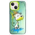 Double Layer Color Silver Series Animal Oil Painting Phone Case, For iPhone 14 Pro Max