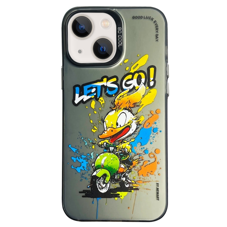 Double Layer Color Silver Series Animal Oil Painting Phone Case, For iPhone 14 Pro Max