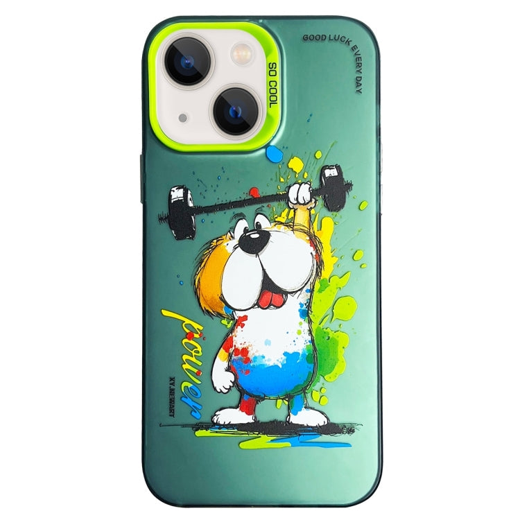 Double Layer Color Silver Series Animal Oil Painting Phone Case, For iPhone 14 Pro Max