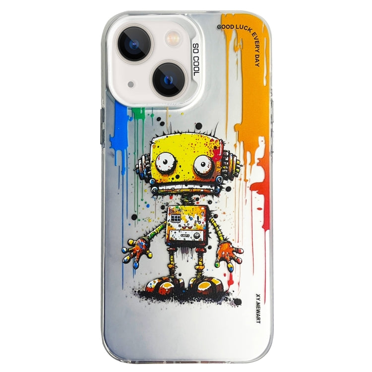 Double Layer Color Silver Series Animal Oil Painting Phone Case, For iPhone 14 Pro Max