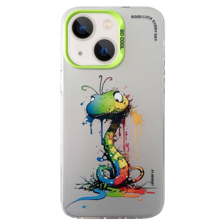 Double Layer Color Silver Series Animal Oil Painting Phone Case, For iPhone 14 Pro Max