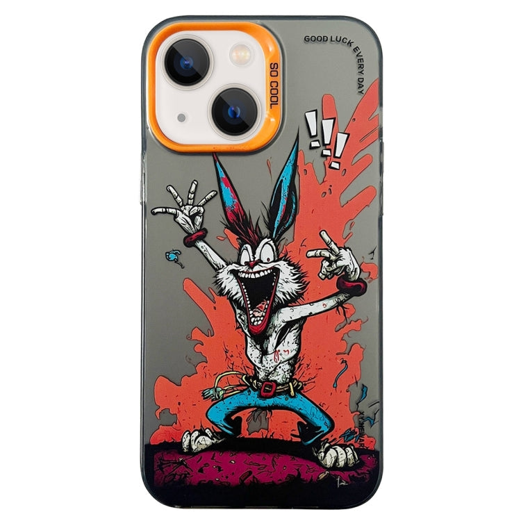Double Layer Color Silver Series Animal Oil Painting Phone Case, For iPhone 14 Pro Max