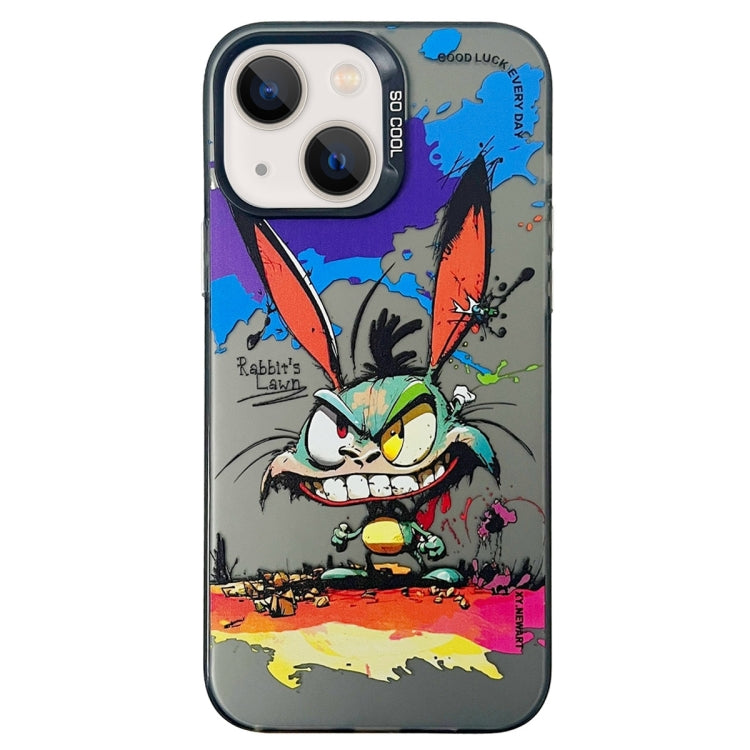 Double Layer Color Silver Series Animal Oil Painting Phone Case, For iPhone 14 Pro Max