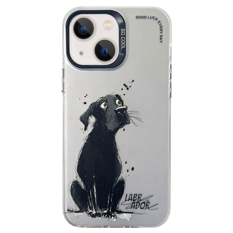 Double Layer Color Silver Series Animal Oil Painting Phone Case, For iPhone 14 Pro Max