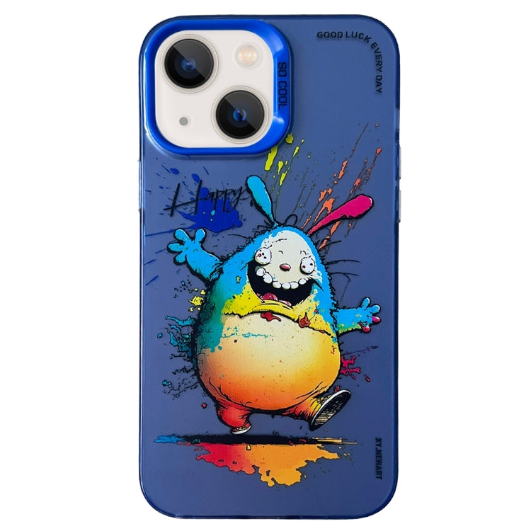 Double Layer Color Silver Series Animal Oil Painting Phone Case, For iPhone 14 Pro Max