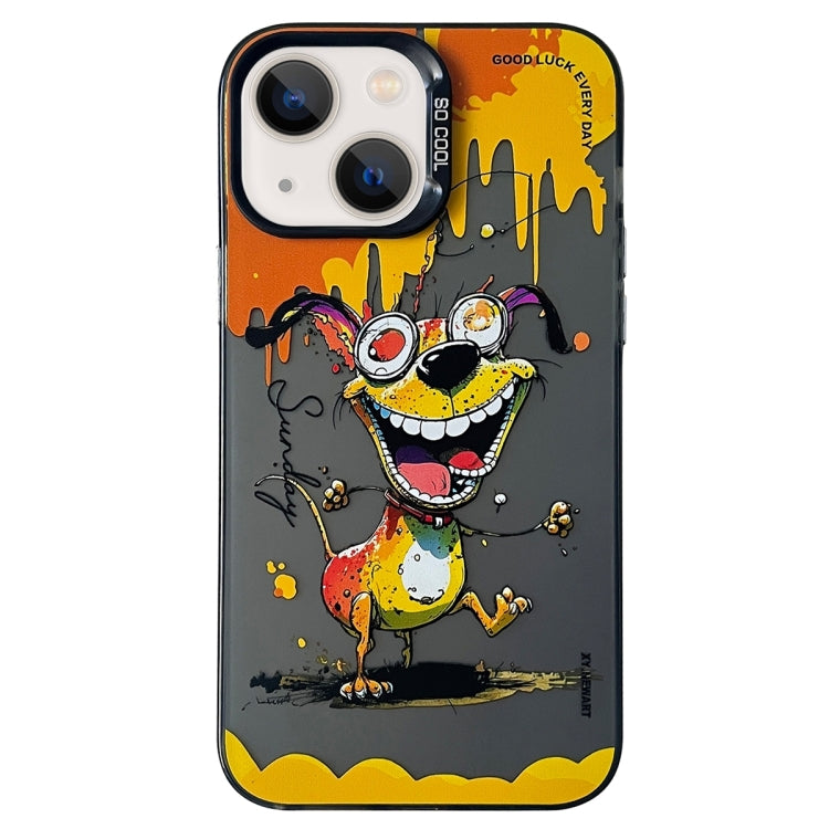 Double Layer Color Silver Series Animal Oil Painting Phone Case, For iPhone 14 Pro Max
