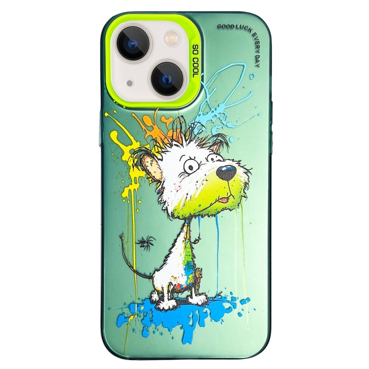 Double Layer Color Silver Series Animal Oil Painting Phone Case, For iPhone 13 Pro Max