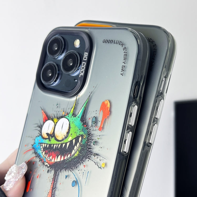 Double Layer Color Silver Series Animal Oil Painting Phone Case, For iPhone 15 Plus