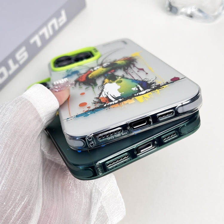 Double Layer Color Silver Series Animal Oil Painting Phone Case, For iPhone 13 Pro