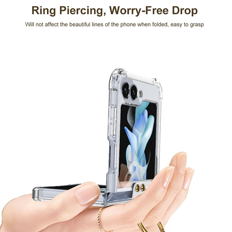For Samsung Galaxy Z Flip5 GKK MagSafe Airbag Hinge Shockproof Phone Case with Ring Holder(Transparent)